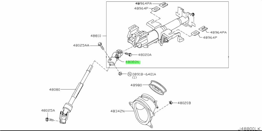 Khớp Nối Các Đăng Lái Trên Nissan Teana Mã phụ tùng 48070JN00A