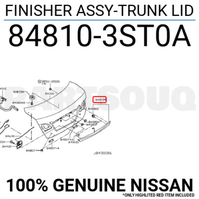 Nẹp Cốp Hậu Không Biểu Tượng Nissan Sunny Mã phụ tùng 848103AWAA