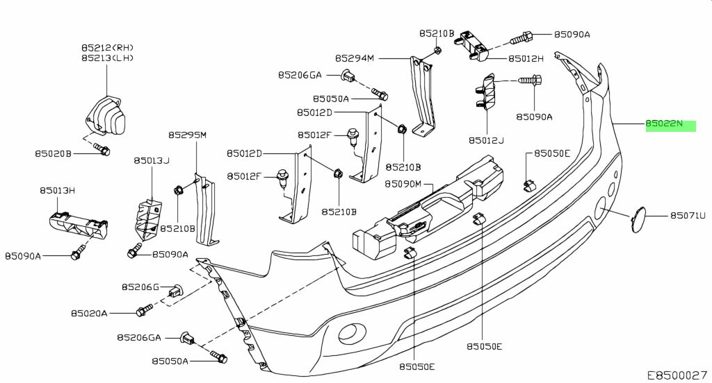 Cản Sau (Phiên Bản Qashqai + 2) Nissan Qashqai OEM 85022BR20H
