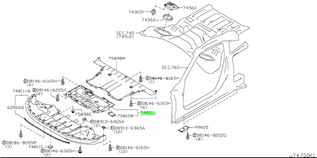 Chắn Bùn Gầm Máy Giữa Nissan Teana Mã phụ tùng 75890JN00A
