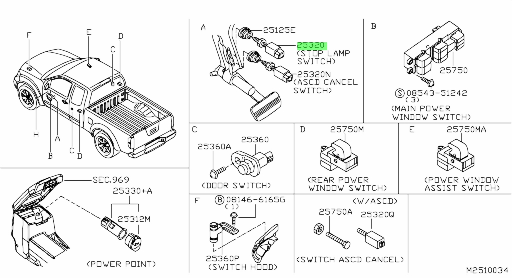 Công Tắc Báo Đèn Phanh Mt 2 Giắc Điện Nissan Sunny Mã phụ tùng 253204M40A