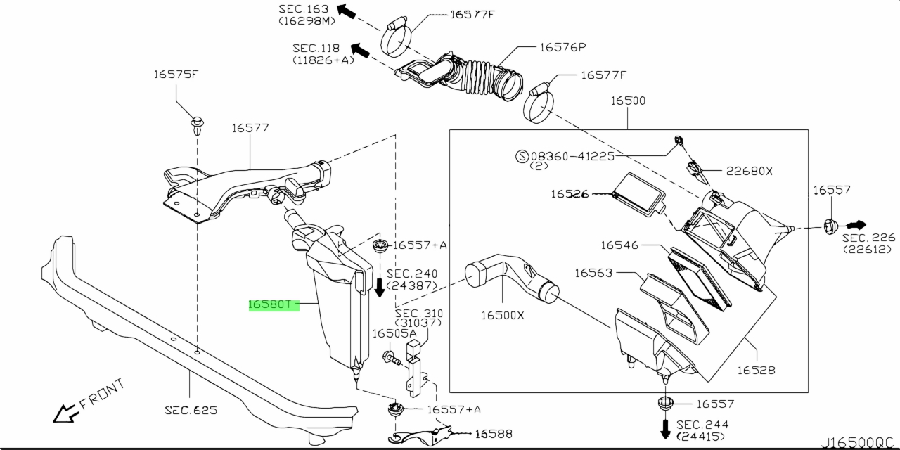 Hộp Lọc Gió Dưới Nissan Livina Mã phụ tùng 16585ED800