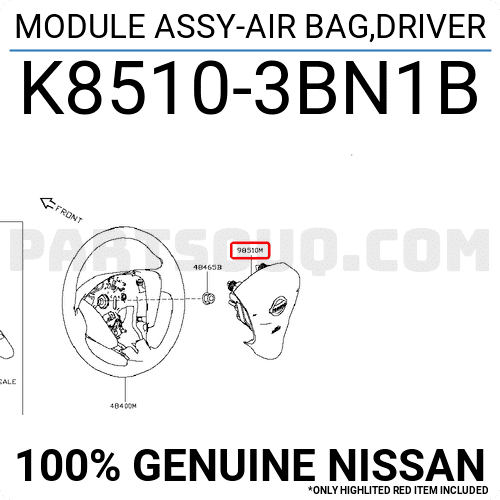 Túi Khí Vô Lăng Mt Phải Nissan Sunny Mã phụ tùng K85101HA0D