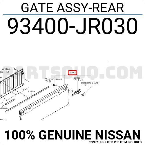 Bửng Thùng Sau Nissan Navara Mã phụ tùng 93400JR030