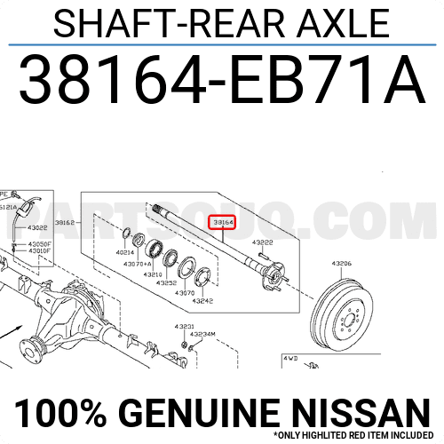 Láp Sau Nissan Navara Mã phụ tùng 38164EB71A