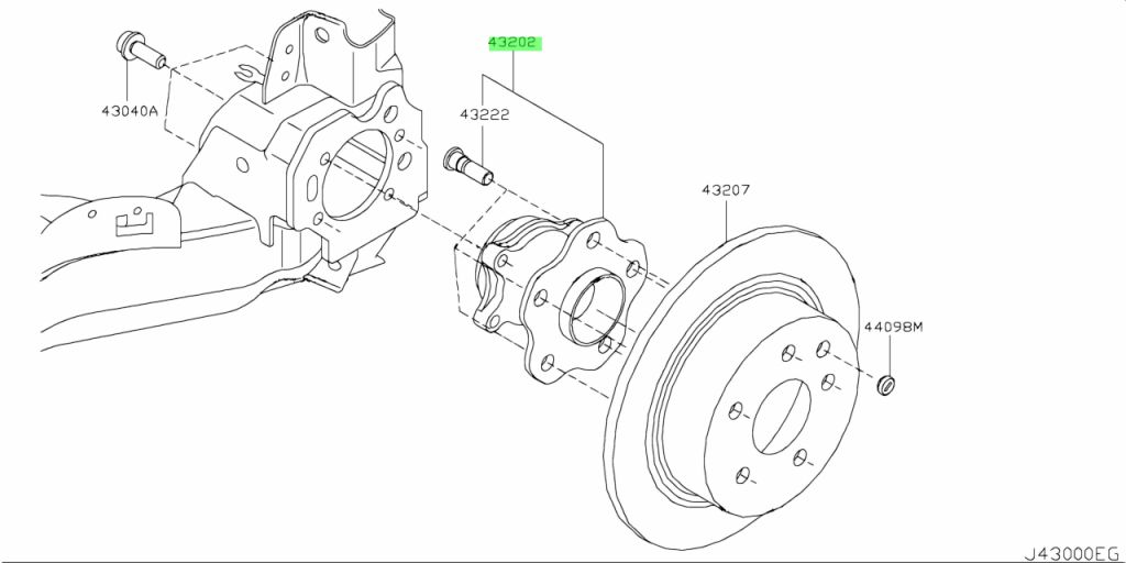 Bi May Ơ Sau 2Wd Nissan Qashqai Mã phụ tùng 43202JG000