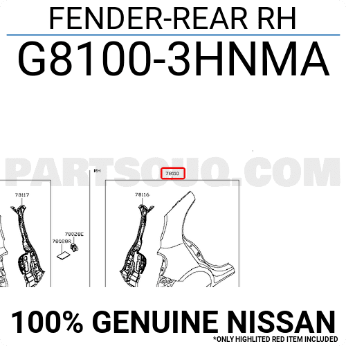 Hông Sau - R Nissan Teana Mã phụ tùng G8100JN2MA