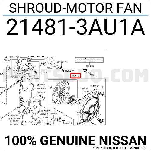 Quạt Gió Động Cơ Nissan Sunny OEM 214813AU1A