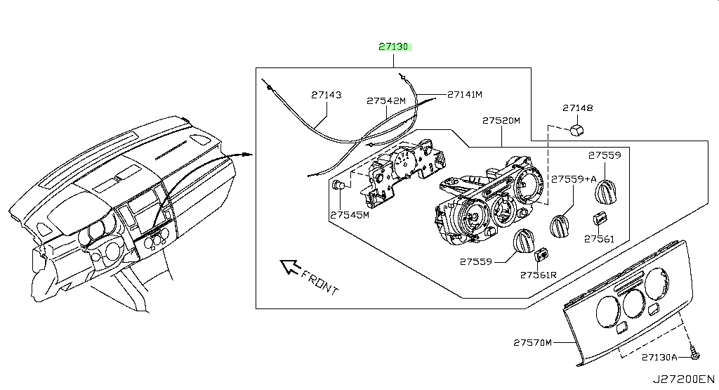 Cụm Điều Khiển Điều Hòa Nissan Tida Mã phụ tùng 27510EE91B