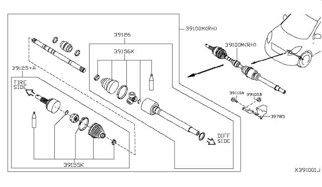 Cây Láp At - R Nissan Sunny Mã phụ tùng 391003AW0C
