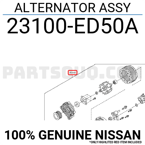 Máy Phát Điện Nissan Tida Mã phụ tùng 23100ED50A
