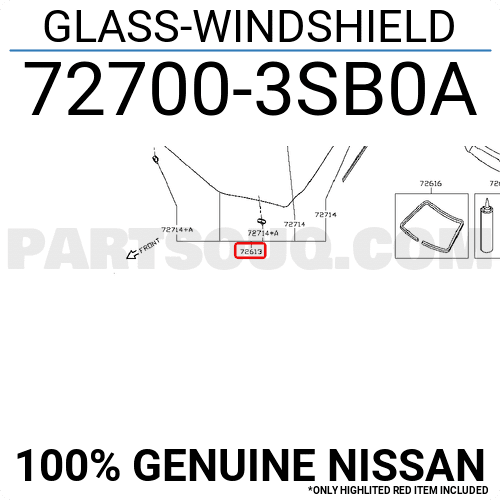 Kính Chắn Gió - Loại 1 Nissan Sunny OEM 727003BG0A-OE