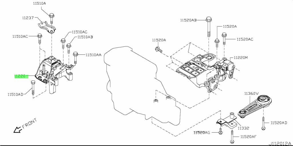 Chân Treo Đầu Máy Nissan Qashqai Mã phụ tùng 11210JD21A