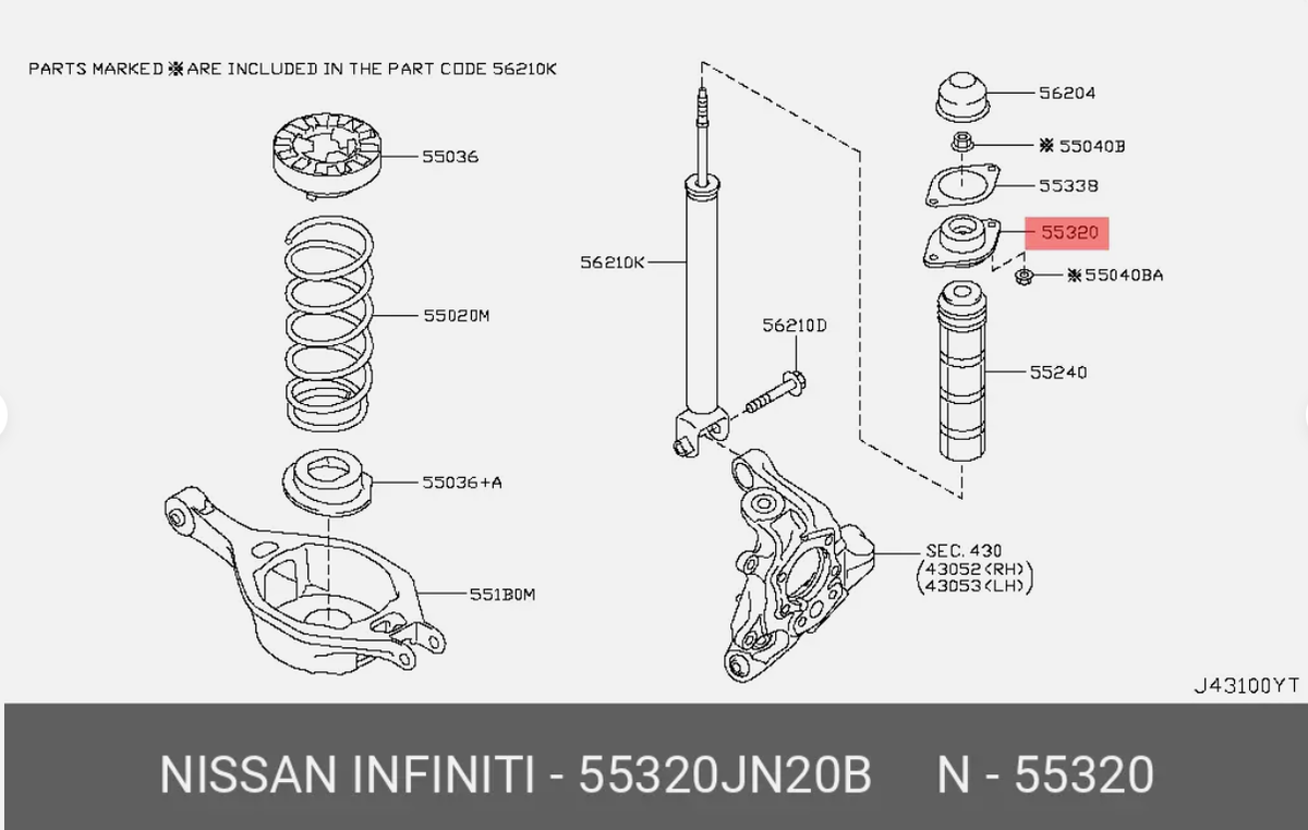 Bát Bèo Giảm Xóc Sau Nissan Teana Mã phụ tùng 55320JN20B