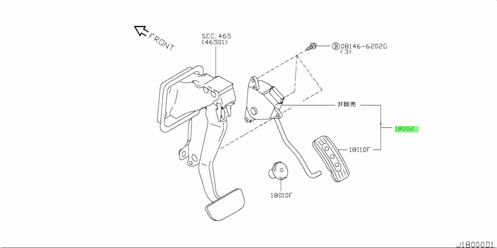 Chân Ga Điện Nissan Bluebird Mã phụ tùng 18002EW000