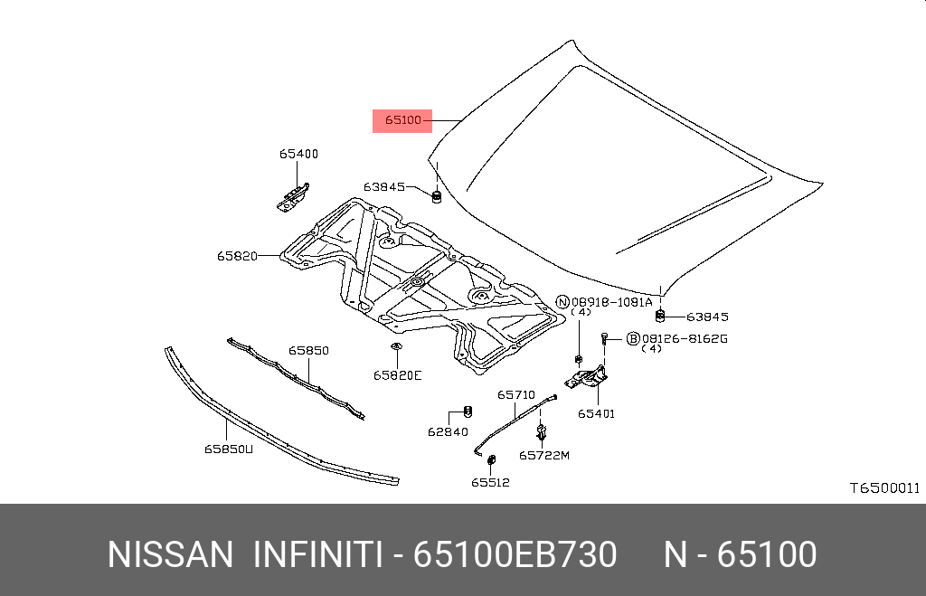 Nắp Ca Pô Nissan Navara OEM 65100EB730-ML