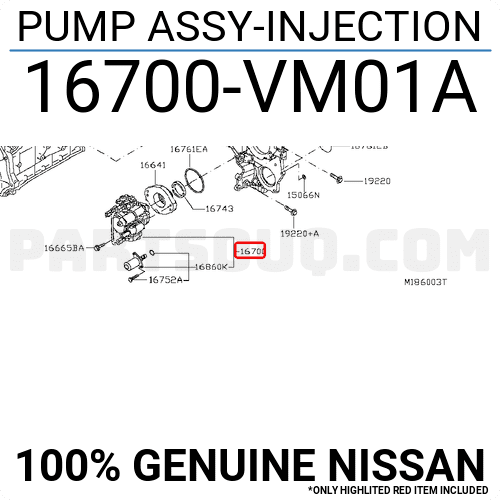 Bơm Cao Áp Nissan Navara Mã phụ tùng 16700VM01A