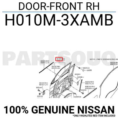 Cánh Cửa Trước Phải Nissan URVAN Mã phụ tùng H10M3XAMB