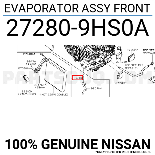 Giàn Lạnh Trong Xe Nissan ALTIMA Mã phụ tùng 272803JC1A