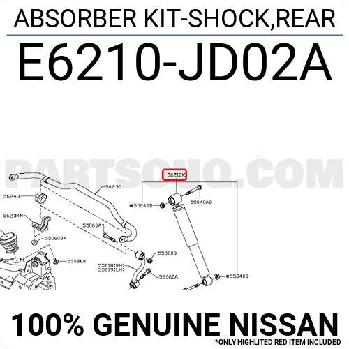 Giảm Xóc Sau Nissan Qashqai Mã phụ tùng e6210jd02a