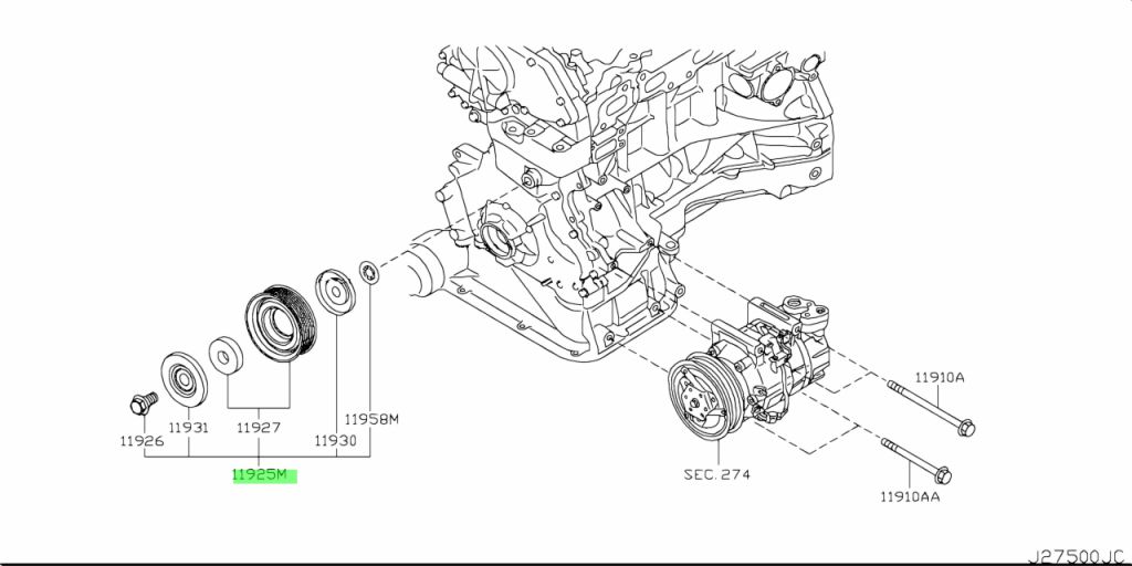 Bi Tì Dây Curoa Tổng Mr20 Nissan Qashqai Mã phụ tùng 11925EN20a