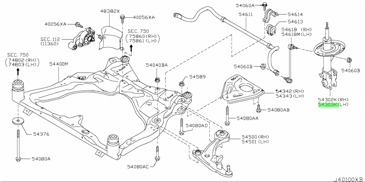 Giảm Xóc Trước Trái Nissan Teana OEM E4303JN00C