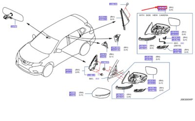 Gương Chiếu Hậu Phải Có Camera Nissan X - trail Mã phụ tùng 963014cc6a