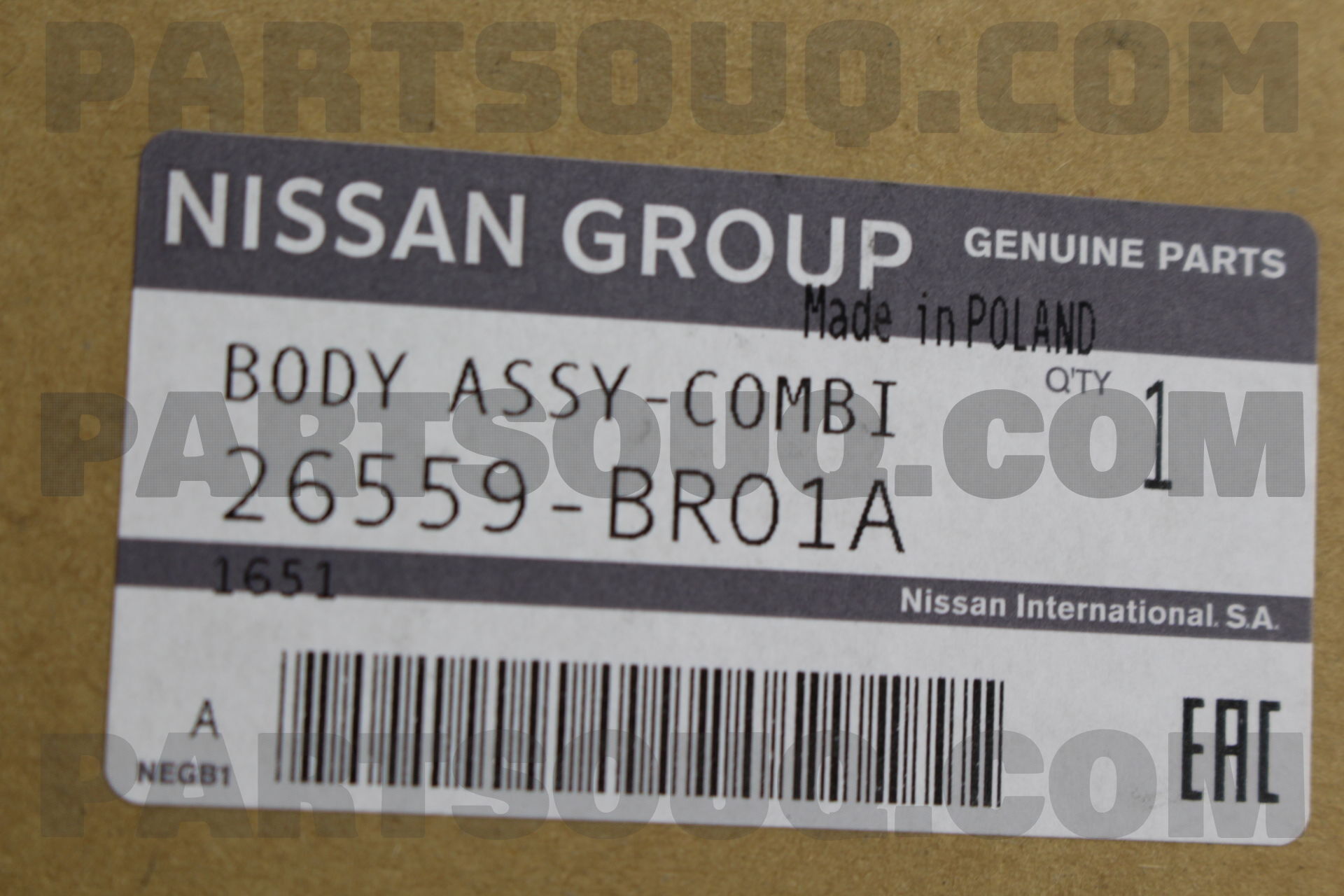 Đèn Hậu Miếng Trong Trái Nissan Qashqai Mã phụ tùng 26559BR01A