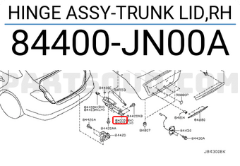 Bản Lề Cốp Hậu Phải Nissan Teana Mã phụ tùng 84400JN00A