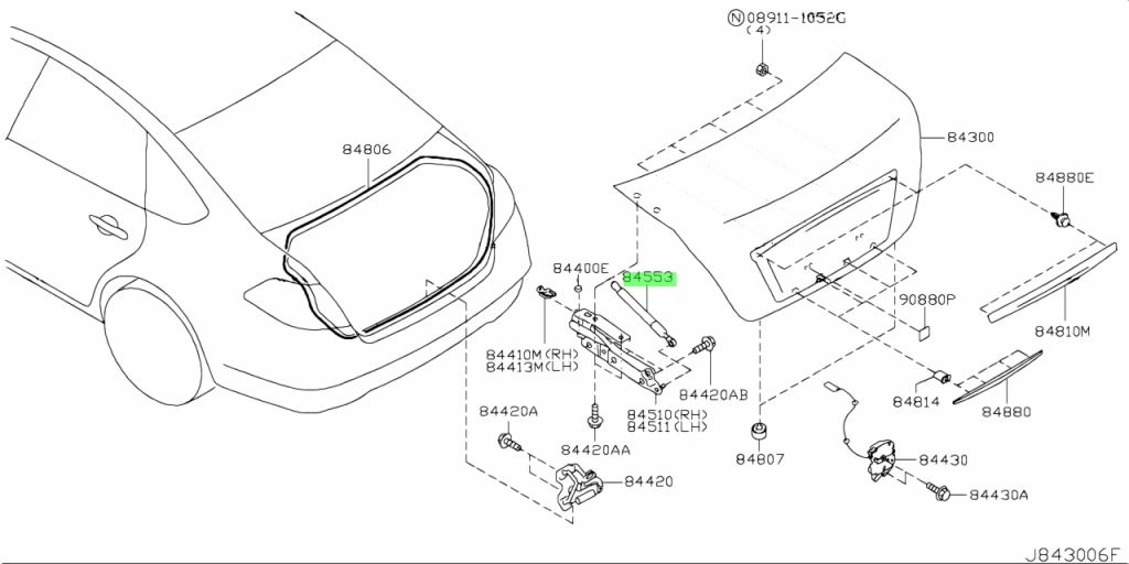 Ti Chống Cốp Hậu Nissan Teana Mã phụ tùng 84430JN00A