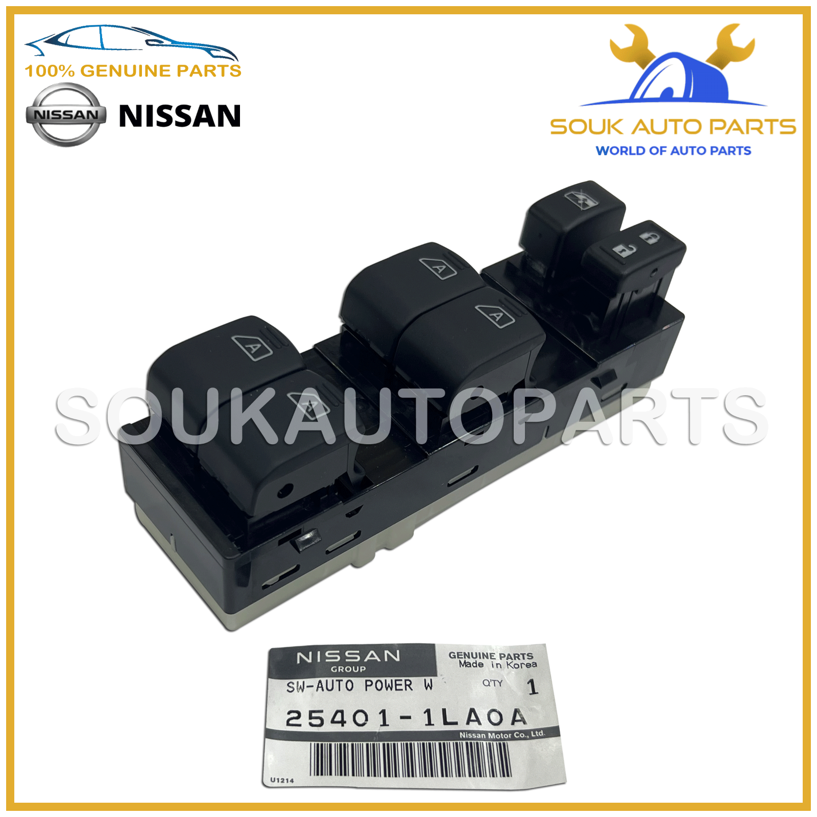 Cụm Công Tắc Lên Xuống Kính Tổng Nissan Navara Mã phụ tùng 25401EA00A