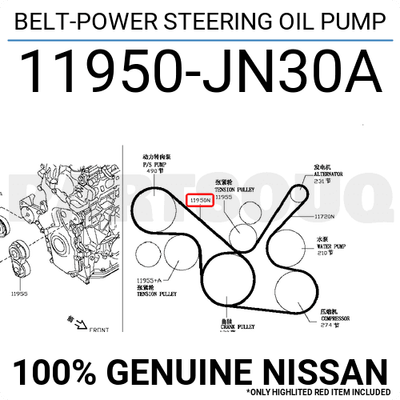 Dây Curoa Trợ Lực Mr20 - 4Pk880 Nissan Teana Mã phụ tùng 11950JN30A