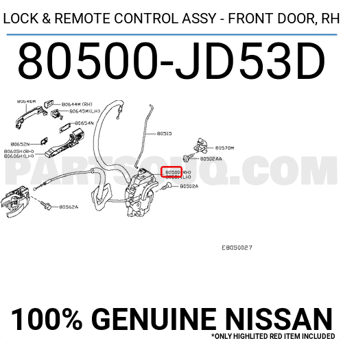 Ổ Khóa Ngậm Cánh Cửa Trước Phải Nissan Qashqai Mã phụ tùng 80500jd50d