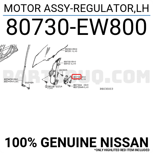 Mô Tơ Lên Xuống Kính Trước Phải Nissan Livina Mã phụ tùng 80730EW800