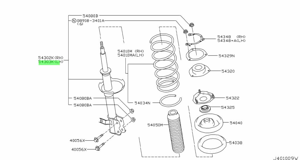 Giảm Xóc Trước Trái Nissan X - trail Mã phụ tùng 543038H726