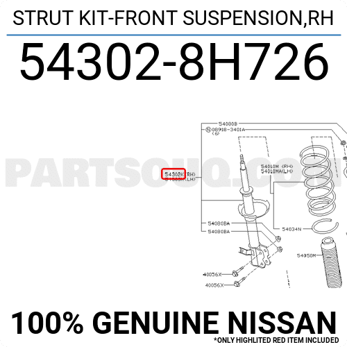 Giảm Xóc Trước Phải Nissan X - trail Mã phụ tùng 543028H726