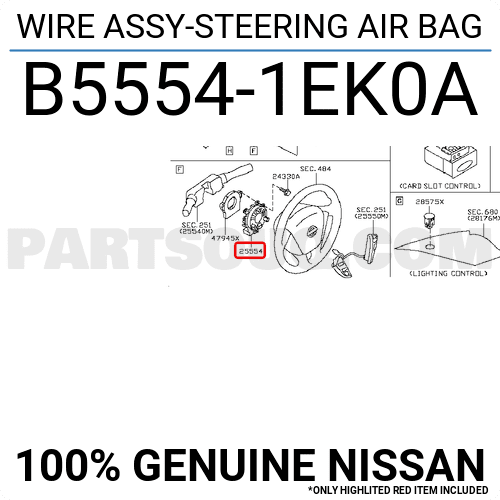 Cáp Còi (Cáp Túi Khí) Nissan Teana Mã phụ tùng B55541EK0A