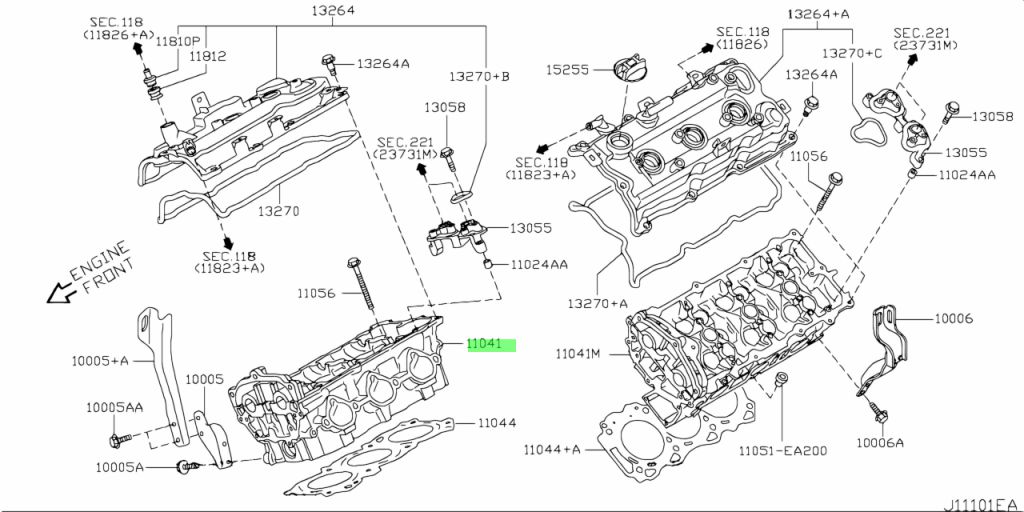 Mặt Máy 3.5 Nissan Teana Mã phụ tùng 11040JA10A