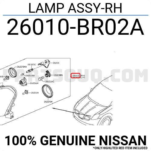 Đèn Pha Phải - Có Xenon Nissan Qashqai Mã phụ tùng 26010BR02A