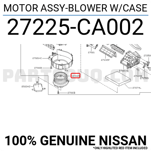 Quạt Gió Điều Khiển Điều Hòa Trong Xe Nissan Murano Mã phụ tùng 27225CA002