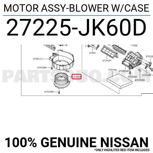 Quạt Gió Điều Khiển Điều Hòa Trong Xe Nissan Murano Mã phụ tùng 27225JK60D