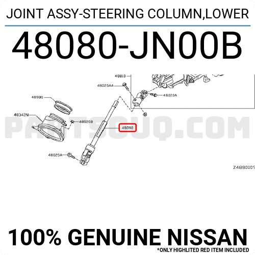 Khớp Nối Các Đăng Lái Dưới Nissan Teana Mã phụ tùng 48080JN00B