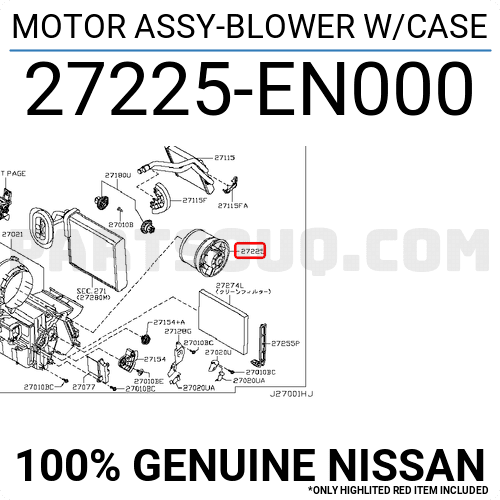 Quạt Gió Điều Hòa Trong Xe Nissan Teana Mã phụ tùng 27225jn00a