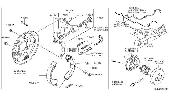 Guốc Phanh Sau / Má Phanh Sau Nissan Sunny OEM 44060EN026