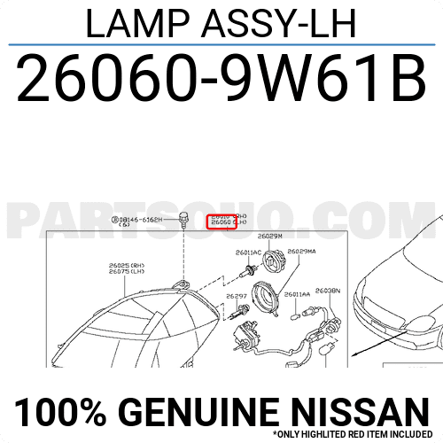 Đèn Pha Trái Nissan Teana Mã phụ tùng 260609W61A