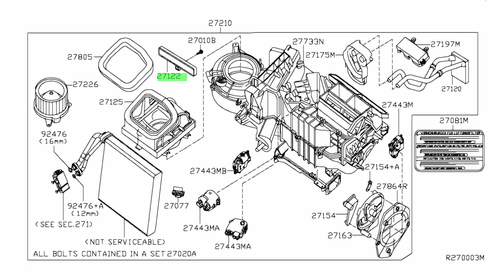 Giàn Sưởi Trong Xe Phía Trước Nissan Qashqai Mã phụ tùng 27140ey22a