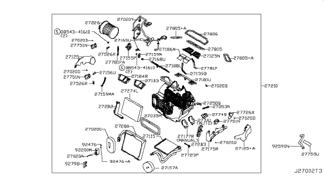 Hộp Dàn Lạnh Trong Xe Nissan X - trail Mã phụ tùng 272104ba1a