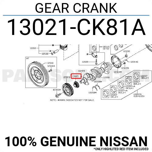 Bánh Răng Trục Cơ Nissan Teana Mã phụ tùng 13021EE51A
