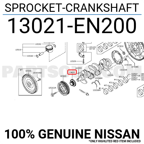 Bánh Răng 2 Tầng Đầu Trục Cơ Mr20 Nissan Teana Mã phụ tùng 13021EN200