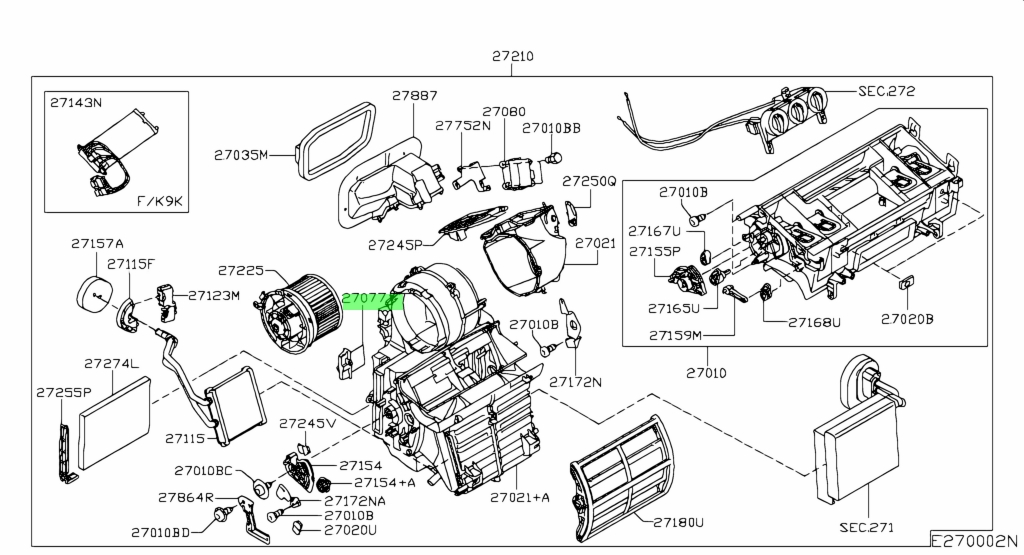 Trở Quạt Gió Điều Hòa Trong Xe Nissan Sunny Mã phụ tùng 27150EY00A